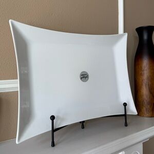 Ceriart Sleek White Rectangular Serving Platter Portugal Large Curved  Plate